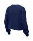 ფოტო #3 პროდუქტის Women's Navy Distressed Tennessee Titans Waffle Knit Long Sleeve T-shirt and Shorts Lounge Set