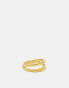 Фото #2 товара ASOS DESIGN waterproof stainless steel ring with double band design in gold tone