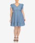 ფოტო #1 პროდუქტის Plus Size Ruffle Sleeve Knee-Length Dress