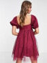 Фото #2 товара Anaya With Love mini puff sleeve dress in red plum - RED