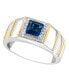 ფოტო #1 პროდუქტის EFFY® Men's London Blue Topaz (1 ct. t.w.) & Diamond (1/10 ct. t.w.) Ring in Sterling Silver & 18K Gold-Plate