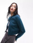 Topshop knitted compact micro cardi in teal