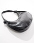 Glamorous knotted oversized shoulder bag in black patent