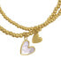 ფოტო #2 პროდუქტის 14K Gold Plated Stretch Heart Ball Bracelets with Imitation Mother of Pearl, 2 Pieces