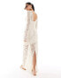 NA-KD crochet maxi dress with scoop back in light beige