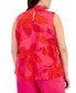 Plus Size Bow-Neck Sleeveless Blouse Hot Pink/Tomato, 1X - фото #2