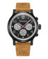 ფოტო #1 პროდუქტის Men's Quartz Pancher Wheat Genuine Leather Strap Watch, 46mm