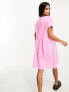 Фото #4 товара Pieces Petite linen v-neck mini dress in pink