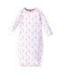 ფოტო #2 პროდუქტის Baby Girls Cotton Long-Sleeve Gowns 4pk, Pineapple, 0-6 Months