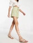 Фото #8 товара Stradivarius linen look runner short in khaki