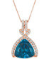 ფოტო #1 პროდუქტის Deep Sea Blue Topaz (10 ct. t.w.) & Nude Diamond (7/8 ct. t.w.) Adjustable 20" Pendant Necklace in 14k Rose Gold