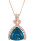 Deep Sea Blue Topaz (10 ct. t.w.) & Nude Diamond (7/8 ct. t.w.) Adjustable 20" Pendant Necklace in 14k Rose Gold