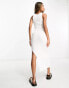 ASOS DESIGN knitted midi dress with cut out detail in white