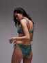 Topshop meadow floral tie side bikini bottoms in green