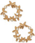 ფოტო #1 პროდუქტის Gold-Tone Imitation Pearl Leaf Open Drop Earrings