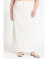 Plus Size Striped Linen Maxi Column Skirt