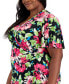 Plus Size Printed Flutter-Sleeve Faux-Wrap Dress