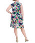 ფოტო #2 პროდუქტის Plus Size Floral Surplice-Neck Dress