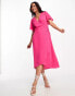 Фото #1 товара Vero Moda wrap midi dress with flutter sleeves in pink