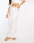 Kaiia ruched waist wrap detail satin maxi skirt co-ord in cream