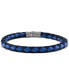 ფოტო #2 პროდუქტის Blue Leather Woven Bracelet in Sterling Silver, Created for Macy's
