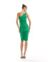 Фото #8 товара AX Paris ruched one shoulder midi dress in green