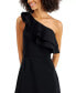 FRENCH CONNECTION Whisper One Shoulder Ruffled Dress Black UK 8 US 4