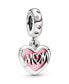 ფოტო #1 პროდუქტის Cubic Zirconia Mom Script Heart Dangle Charm