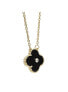 Фото #2 товара Onyx Clover and Cubic Zirconia Accent Necklace