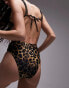 Topshop mix and match high waist high leg bikini bottoms in leopard print