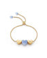 ფოტო #1 პროდუქტის Luv Me Love Heart Blue Howlite Gemstone Yellow gold Plated Silver Adjustable Bracelet