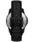 ფოტო #3 პროდუქტის Men's Three-Hand Day-Date Quartz Black Leather Watch 44mm and Black Stainless Steel Bracelet Set