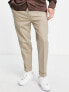 ASOS DESIGN tapered twill smart trousers in camel