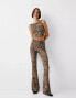 Bershka flared trousers in leopard print Леопардовый, S - EU 36 - фото #1