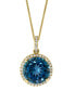 Фото #1 товара LALI Jewels london Blue Topaz (7-1/4 ct. t.w.) & Diamond (1/4 ct. t.w.) 18" Pendant Necklace in 14k Gold