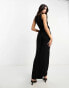 Фото #8 товара ASOS DESIGN slash neck drape detail maxi dress in black