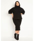 ფოტო #2 პროდუქტის Plus Size Boxy Three Quarter Sleeve Turtleneck