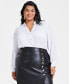 ფოტო #1 პროდუქტის Plus Size Collared Button Front Top, Created for Macy's