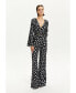 ფოტო #1 პროდუქტის Women's Printed V-Neck Belted Jumpsuit