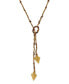 ფოტო #1 პროდუქტის by 1928 Matte 14 K Gold Dipped Double Arrowhead Wrapped Lariat Necklace