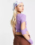 COLLUSION long sleeve cut out rib top in purple lila, 36 - фото #2