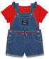 ფოტო #2 პროდუქტის Toddler Girls Ribbed Logo T-Shirt & Printed Denim Shortall, 2 Piece Set