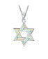 Hanukkah Magen Judaic White Synthetic Opal Inlay Star Of David Pendant Necklace For Bat Mitzvah For Women For Sterling Silver Белый, 16 - фото #1