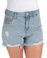 ფოტო #4 პროდუქტის Juniors' Cotton High-Rise Embellished Distress Shorts