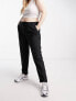 ONLY Curve straight leg trousers in black pinstripe