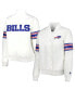 ფოტო #1 პროდუქტის Women's White Buffalo Bills Line Up Satin Full-Snap Varsity Jacket