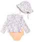 ფოტო #2 პროდუქტის Baby Girls Dinosaur Floral Swim Shirt, Bottoms and Hat, 3 Piece Set, Created for Macy's