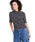 Фото #1 товара Women's Mock Neck Elbow-Sleeve Top, Created for Macy's