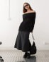 Weekday Lori off shoulder lightweight knit jumper in black exclusive to ASOS Черный, 2XS - EU 32 - фото #2