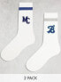 Фото #1 товара ASOS DESIGN 2 pack logo socks in white